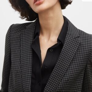Club Monaco Black and White Windowpane Plaid Borrem Blazer, Size 8